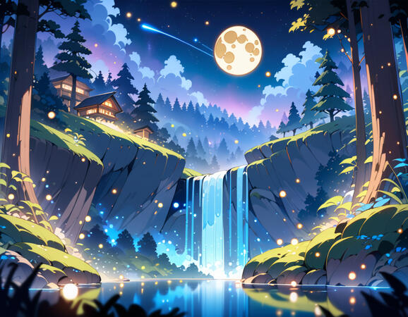 Gold moon waterfall